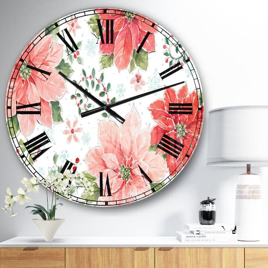Designart 'Country Flower Snowflakes I Traditional Wall Clock
